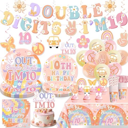 197pcs 10th Birthday Decorations for Girl Party Set