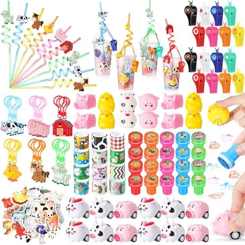Threan 224 Pcs Farm Animals Party Favors Set