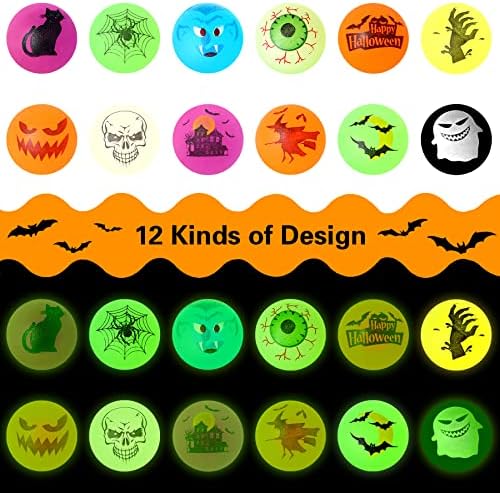 NOVWANG Halloween Bouncing Balls 24Pcs 12 Styles