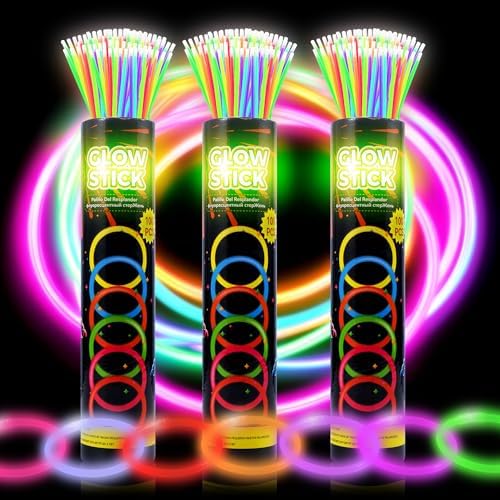 300 Ultra Bright Glow Sticks Party Pack with Bracelets and Necklaces