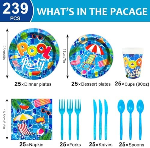 239Pcs Summer Beach Pool Party Tableware Set