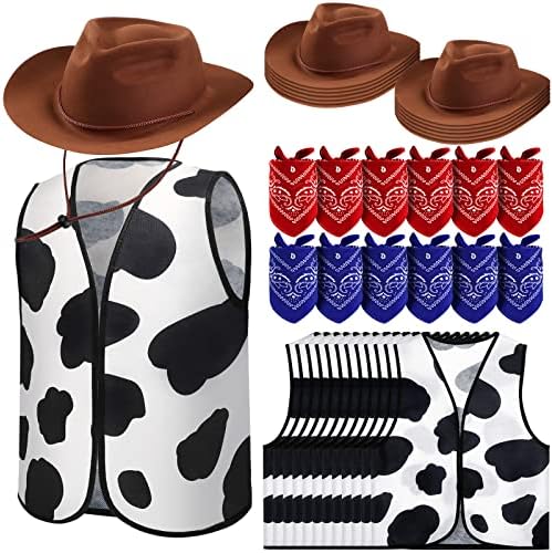 Mepase 36 Pcs Halloween Kids Western Cowboy Costume Set