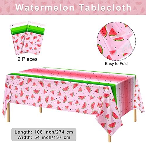 Durony 2 Pack Pink Watermelon Tablecloths 54x108 Inches