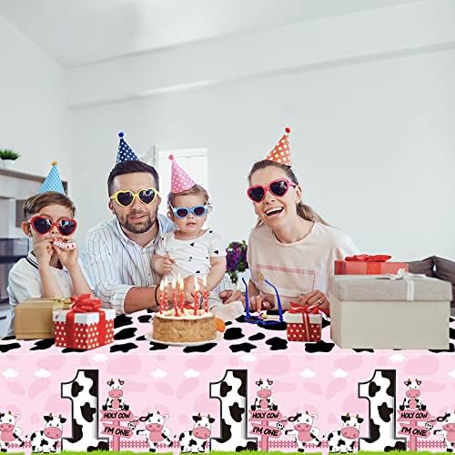 3Pack Pink Holy Cow Im One Birthday Tablecloths Decorations