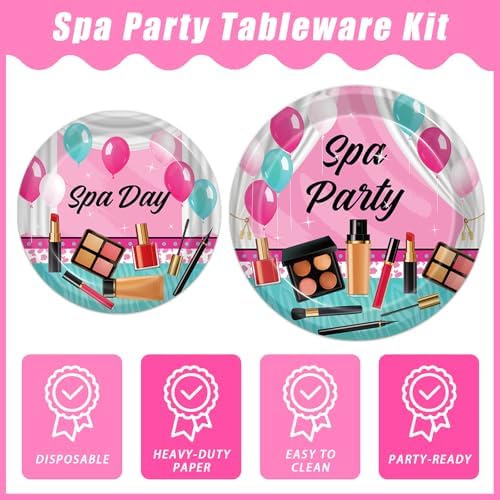 96 Pcs Spa Party Plates and Napkins Set