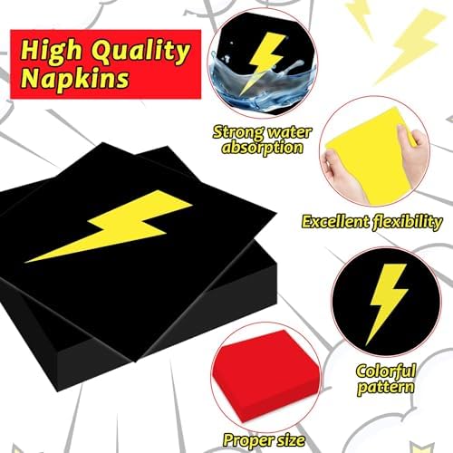 96PCS Red Black Yellow Birthday Party Plates and Napkins for Kids