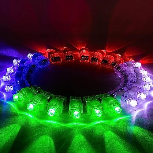 Haooryx Valentines Day Gifts 28-Pack LED Finger Lights Cards Party Favors
