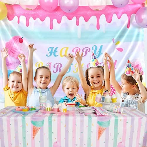 WERNNSAI Ice Cream Table Cloth 108 x 54 Inches Pink Sprinkle