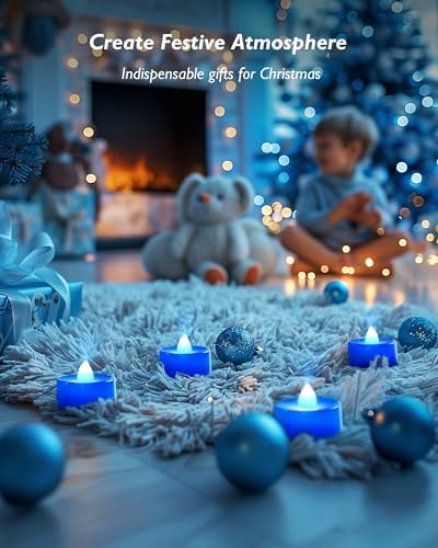 Amagic Blue LED Tea Lights Candles 24 Pack