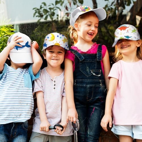 Funnysoft 16 Piece White Blank Baseball Caps with 24 Colors Fabric Markers Adjustable Kids Hats for DIY Custom Painting