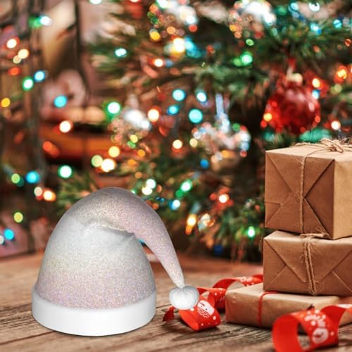 Glitter Light Pearl Santa Hat for Kids Christmas Party