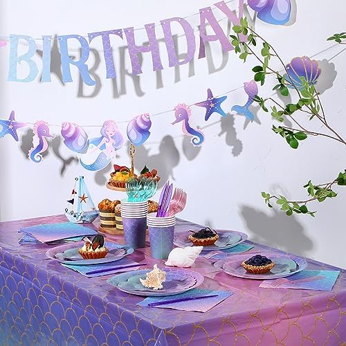 Roshtia 172 Pcs Mermaid Party Tableware Set for 24 Guests