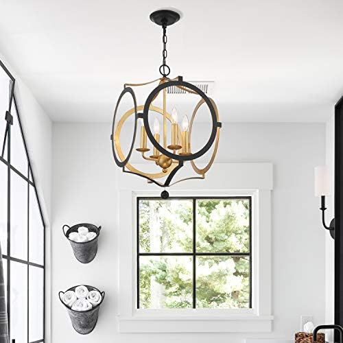 Crystorama Odelle 4 Light Black and Antique Gold Chandelier