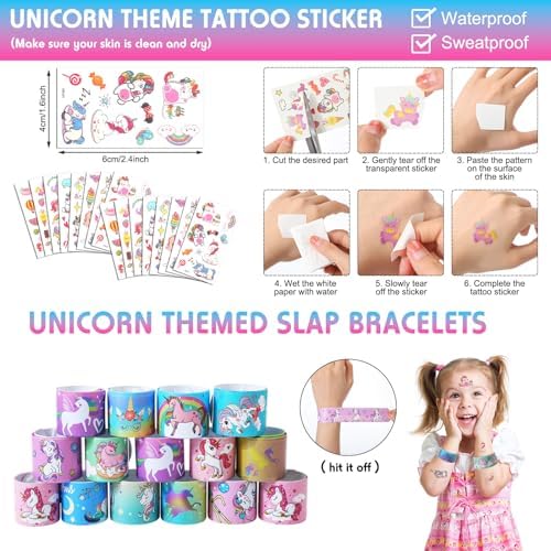 Qilery Unicorn Party Favors 195 Pcs Multi-Item Pack