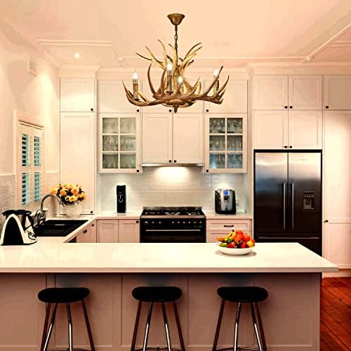 Rustic Antler Chandelier 4 Light Vintage Deer Horn Pendant Farmhouse Lighting