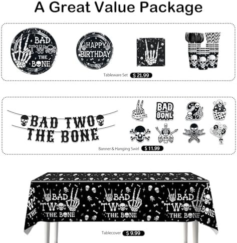 Bad To The Bone 139pcs Boy Birthday Party Decor Set