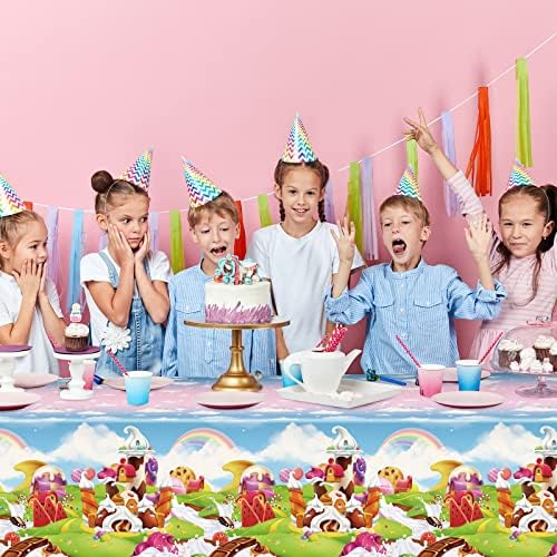 Tiamon 3 Piece Candyland Birthday Tablecloths for Kids