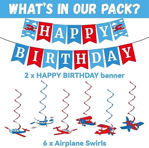 184pc Airplane Themed Birthday Party Supplies Set