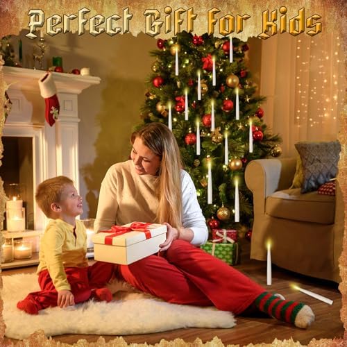 20PCS Floating Candles with Wand Remote Control Flameless LED Halloween Decorations for Home Party Use