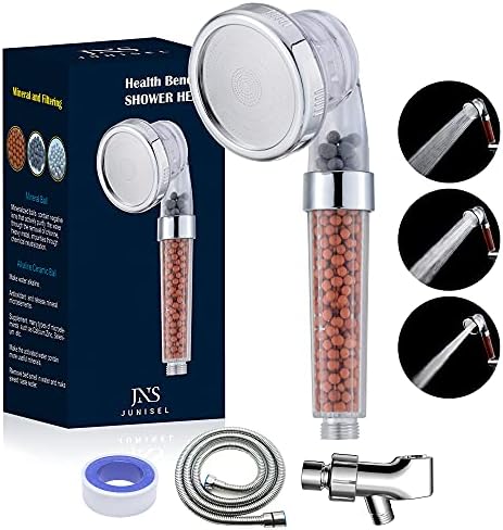 JUNISEL High Pressure Filter Shower Head with Hose and Bracket