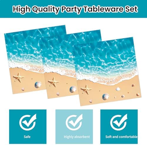 40Pcs Beach Plates and Napkins Party Set