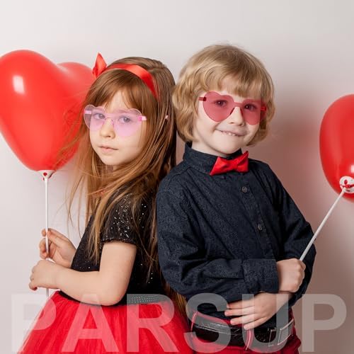 PARSUP 16 Pcs Valentine Greeting Cards with Heart Shape Glasses