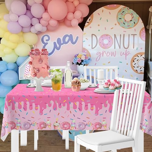 4Pcs Pink Donut Ice Cream Tablecloths for Baby Girl Parties