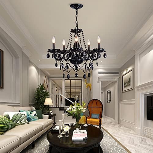 Saint Mossi Modern K9 Crystal Chandelier Black 5 Lights