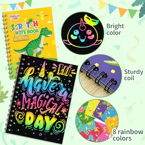 Kids Scratch Art Party Favor Kit 24 Pack Dinosaur
