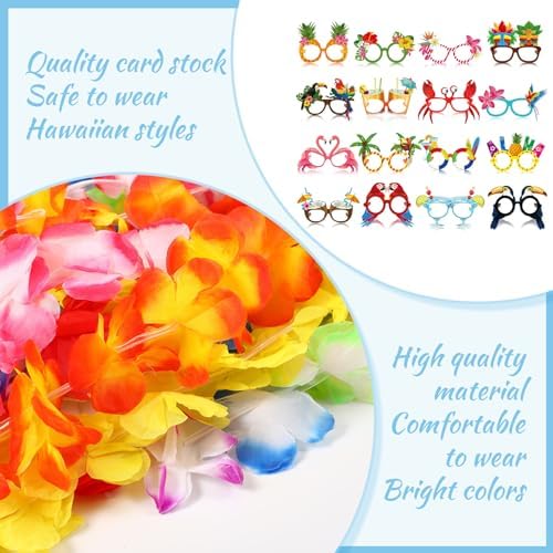 Blosssound 88 Pcs Hawaiian Lei Party Decor Set