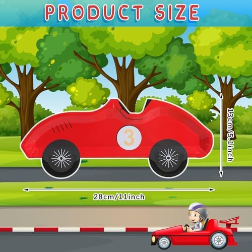 25 Pack Vintage Racing Car Plates for Birthday Party Supplies