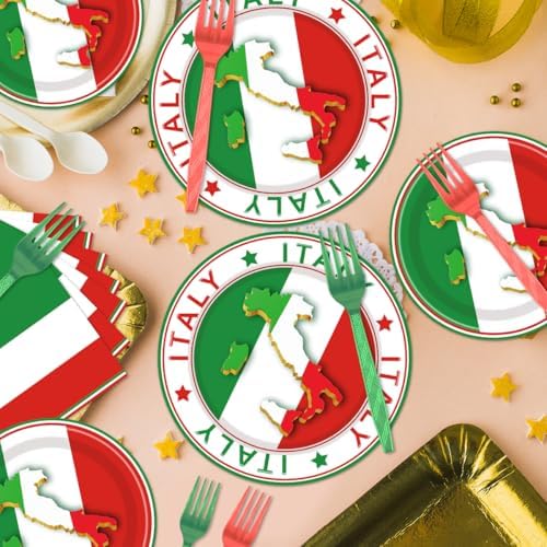96 Pcs Italian Party Decorations Plates Napkins Set