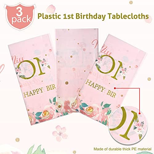 Tatuo 3 Piece 1st Birthday Floral Tablecloth