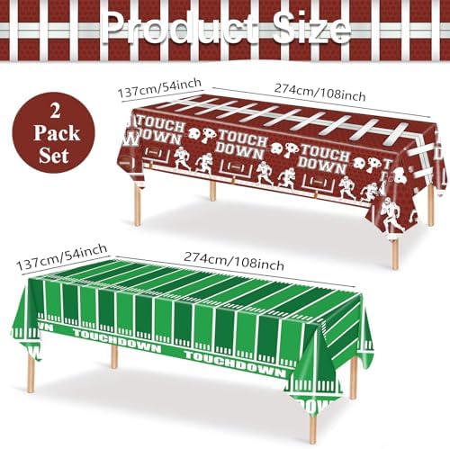 2 Pack Football Party Decorations Tablecloths