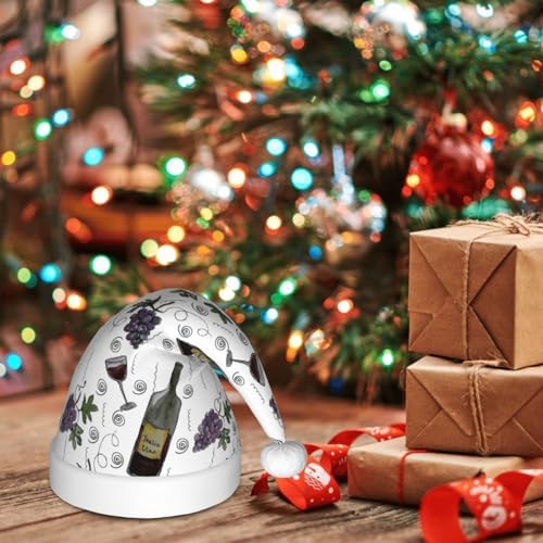 Wine Bottles And Grapes Santa Hat for Kids