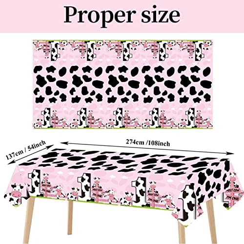 3Pack Pink Holy Cow Im One Birthday Tablecloths Decorations