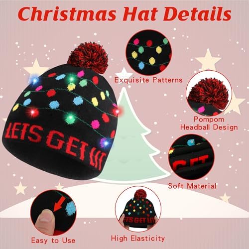 Blowata Christmas Knitted Beanie with LED Lights