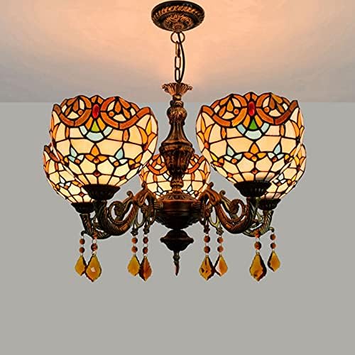 24 Inch 5 Head Crystal Chandelier for Dining Room Bar Cafe