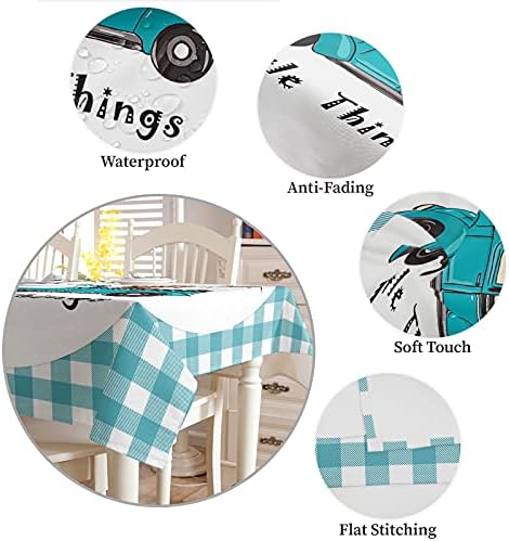 Square Tablecloth Waterproof Stainproof Retro Farm Blue