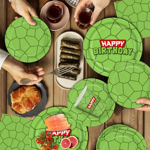 Eywusco 192pcs Turtle Birthday Tableware Set for Kids Party Supplies