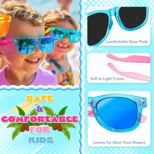 GIFTINBOX 24 Pack Kids Neon Sunglasses