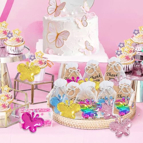 CiciBear 25 Pack Butterfly Sequin Keychains