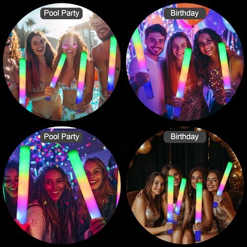 36 Pcs LED Foam Glow Sticks with 3 Color Modes