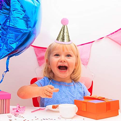 Pink Pom Pom Sequin Birthday Party Hat for Kids