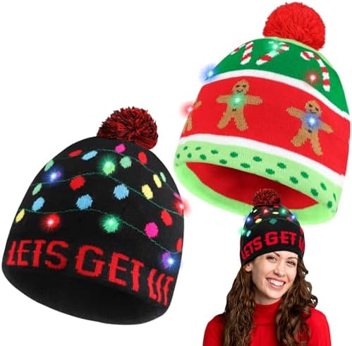 Blowata Christmas Knitted Beanie with LED Lights