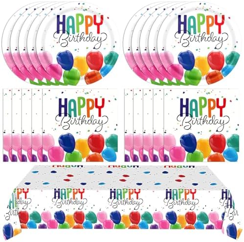 41PCS Happy Birthday Decorations with Confetti Balloon and Tablecloth Set