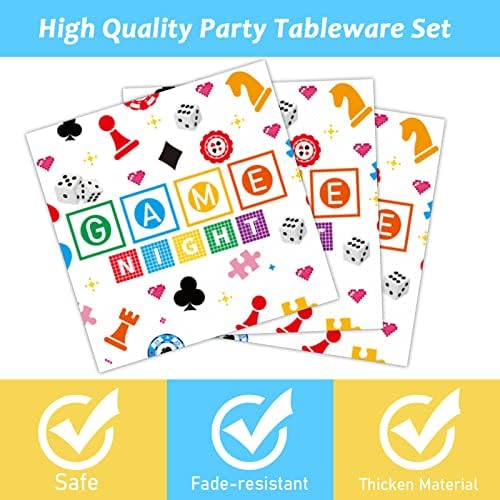 Wiooffen 96 Pcs Game Night Party Supplies Set for 24 Guests