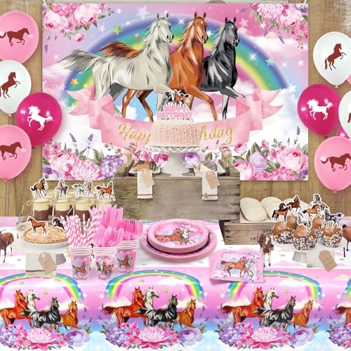 Pink Horse Party Decorations Set 159 Pcs For 20 Guests