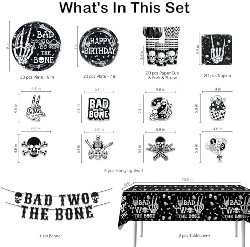 Bad To The Bone 139pcs Boy Birthday Party Decor Set