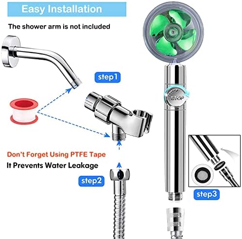 Hydro Jet Shower Head with High Pressure Turbo Fan and 360 Degree Rotation